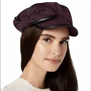 INC International Concepts Women's News Boy Corded Trim Wine cap